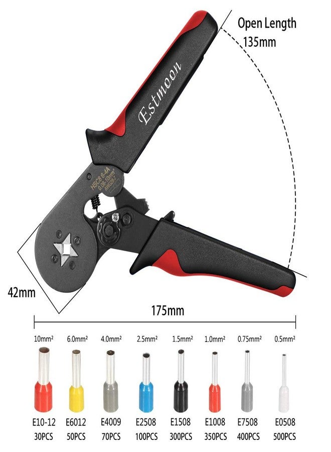 Estmoon Crimping Pliers Wire End Ferrules Set, Estmoon Wire End Ferrule Pliers with 1800 Pieces Cable Lugs Tool Kit 0.08-10 mm² for Insulated, Uninsulated Wire Rope Ratchet Cable Lugs - Image 3